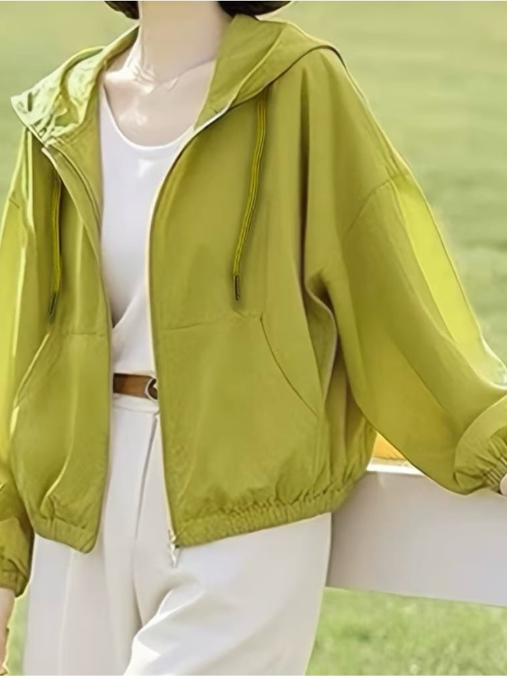 Lightweight Hooded Jacket in Olive Green